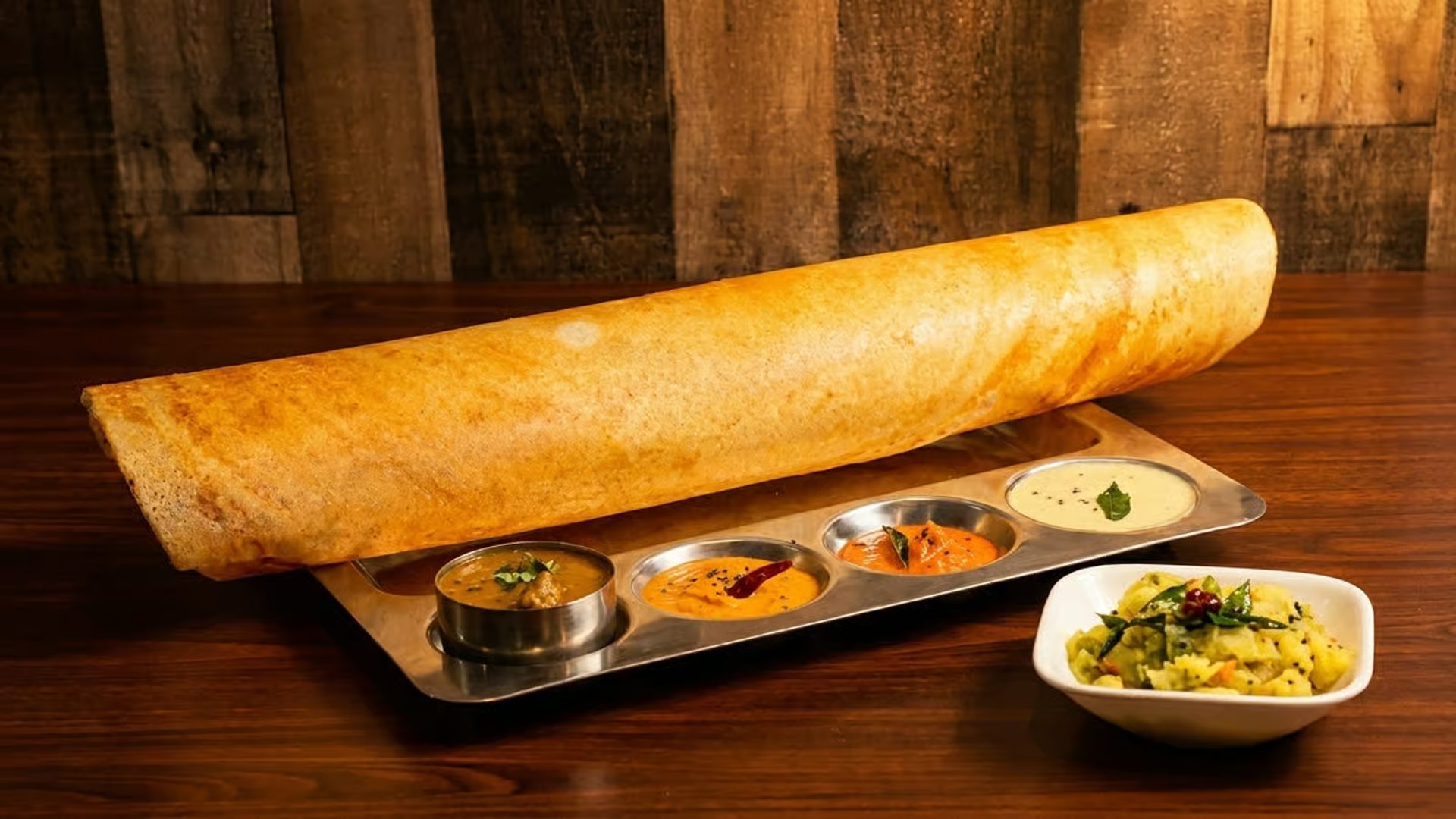 Masala dosa with all its chutneys